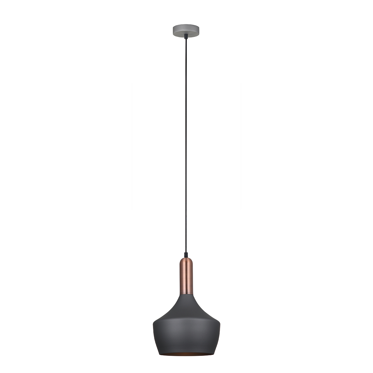 Italux Ophelia MDM-3028/1 GR+RC lampa wisząca zwis 1x60W E27 szara/miedziana