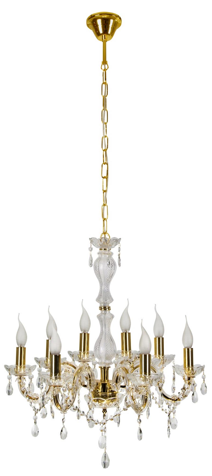 Candellux Maria Teresa 38-94653 lampa wisząca zwis 8x40W E14 złota / kryształ