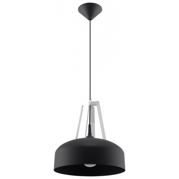 Lampa wisząca Sollux Casco SL.0389 1x60W E27 czarna/białe drewno