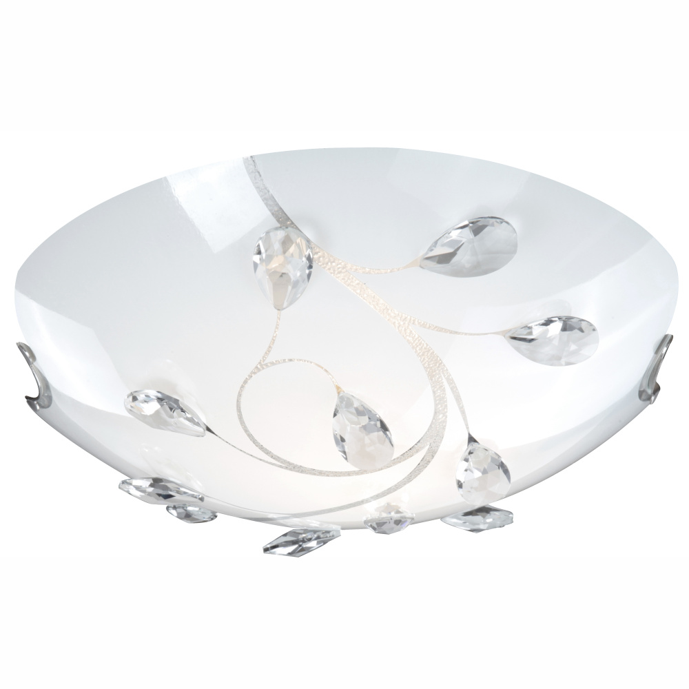 Plafon oprawa lampa sufitowa Globo Burgundy 2x40W E27 biały, srebrny, przeźroczysty 40404-2