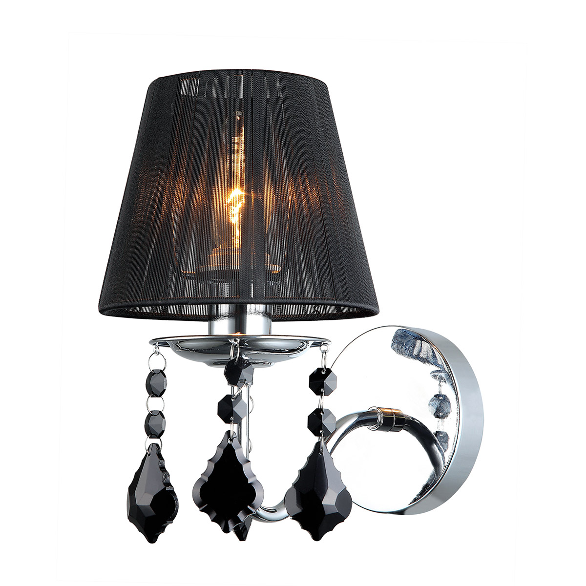 Kinkiet Italux Cornelia MBM-2572/1 BK lampa oprawa ścienna kryształki 1x40W E14 chrom/kryształ/czarny >>> RABATUJEMY DO 20% KAŻDE ZAMÓWIENIE!!! - wysyłka w 24h