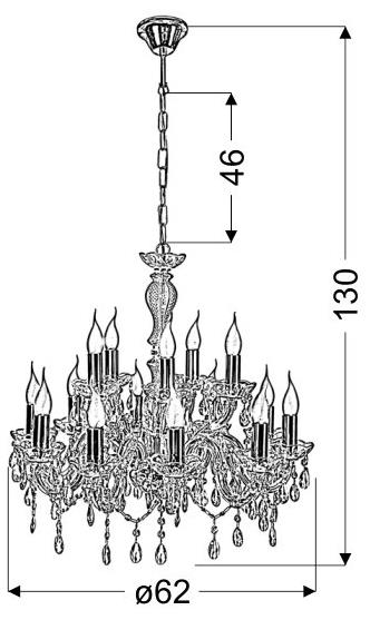 Candellux Maria Teresa 30-95810 lampa wisząca sufitowa żyrandol pałacowy świecznik świeczki świece kryształy rustykalna 15 ramion E14 15x40W złota